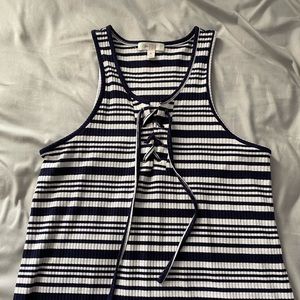 Navy Striped Sleeveless Summer Mini Dress